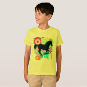 Girls Galloping Horse Silhouette T-shirt (Voorkant volledig)