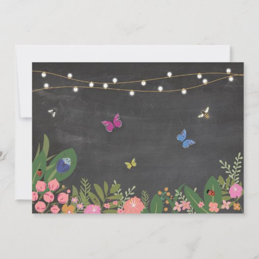 Girl's Garden Bug Hunt Butterfly Verjaardag Uitnod Kaart (Achterkant)