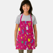 Girls Gardening Pattern op Roze Apron Schort (Insitu)