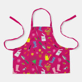 Girls Gardening Pattern op Roze Apron Schort (Voorkant)