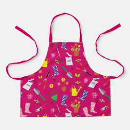 Girls Gardening Pattern op Roze Apron Schort