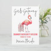 Girls' Getaway Flamingo Beach Bachelorette Weekend Kaart (Staand voorkant)