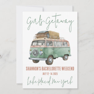 Girls' Getaway, VW Van, Bachelorette Weekend Party Kaart