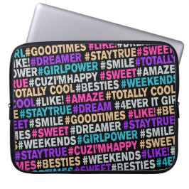 Girls Gift Bright Glitter Hashtags Positieve woord Laptop Sleeve