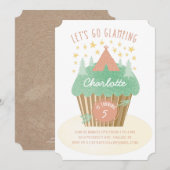 Girls Glamping Birthday Party Invitation Kaart (Voorkant / Achterkant)