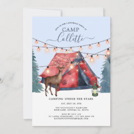 Girls Glamping Camping Birthday Party Invitation Kaart
