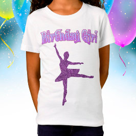 Girls Glitter Ballerina Dance "Birthday Girl" T-shirt