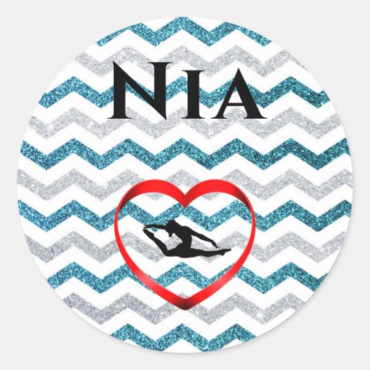 Girls Glitter Chevron Gymnastics Stickers Custom (Voorkant)