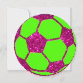 Girls Glitter Voetbal Birthday, Pink Neon Kaart (Achterkant)