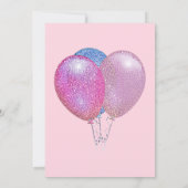 Girls Glittery Balloons Birthday Kaart (Achterkant)