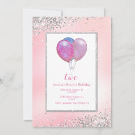 Girls Glittery Balloons Birthday Kaart