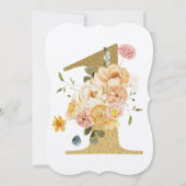 Girls Gold Floral 1e verjaardag Kaart (Achterkant)