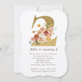 Girls Gold Floral 2e verjaardag Kaart (Voorkant)