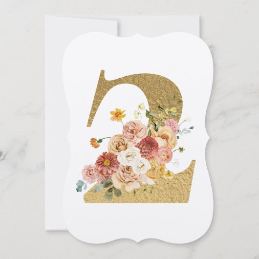 Girls Gold Floral 2e verjaardag Kaart (Achterkant)