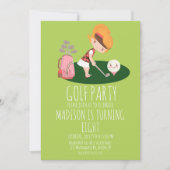 Girls Golf Cute Birthday Party Kaart (Voorkant)