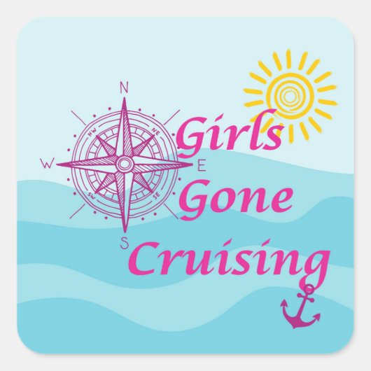 Girls Gone Cruising Vierkante Sticker (Voorkant)
