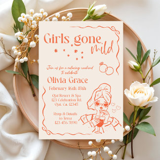 Girls Gone Mild Bachelorette Invitation | Boho Spa Kaart