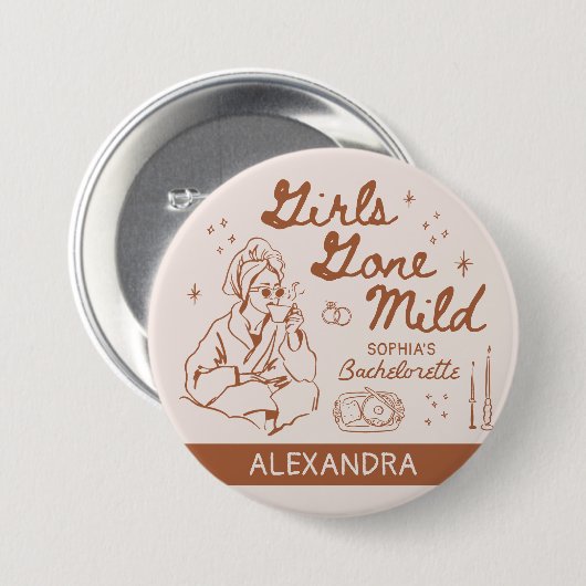 Girls Gone Mild Bachelorette Party Spa Robe Button (Voorkant /achterkant)