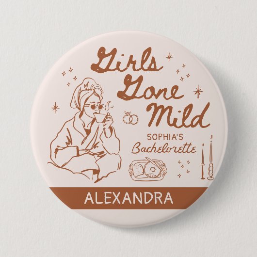 Girls Gone Mild Bachelorette Party Spa Robe Button (Voorkant)