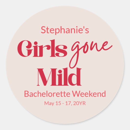 Girls Gone Mild Bachelorette Strandweekend Ronde Sticker (Voorkant)