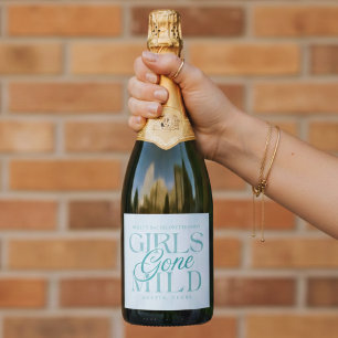Girls Gone Mild Blauwe Huwelijksfeest Sparkling Wijnetiket