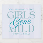 Girls Gone Mild Blue Bachelorette Sparkling Wijnetiket (Enkel label)
