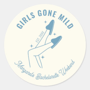 Girls Gone Mild Blue Spa vrijgezellenfeest Ronde Sticker