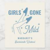 Girls Gone Mild Blue Trendy Spa Bachelorette Wijn Etiket (Enkel label)