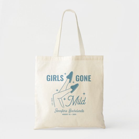 Girls Gone Mild Blue Whimsical Bachelorette Tote Bag (Voorkant)