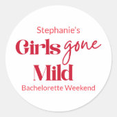 Girls Gone Mild Elegant Bachelorette Beach Weekend Ronde Sticker (Voorkant)