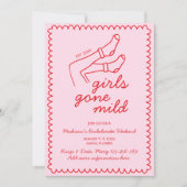 Girls Gone Mild Hand getrokken Bachelorette Weeken Kaart (Voorkant)