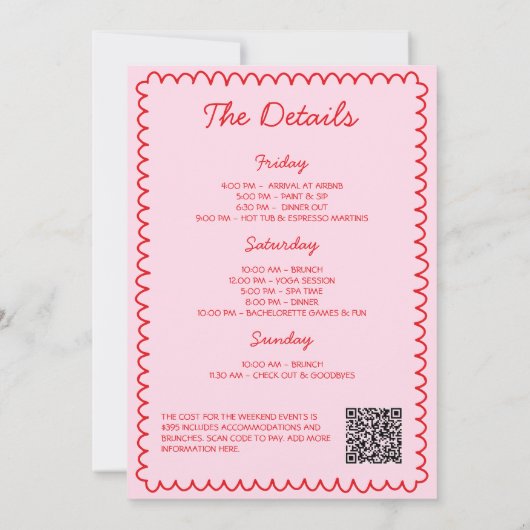 Girls Gone Mild Hand getrokken Bachelorette Weeken Kaart (Achterkant)