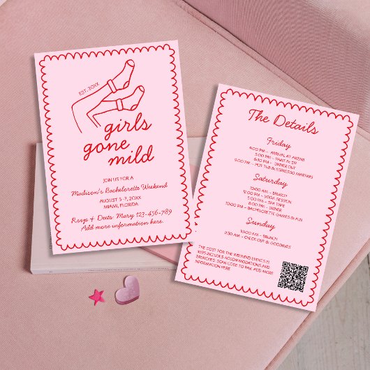 Girls Gone Mild Hand getrokken Bachelorette Weeken Kaart