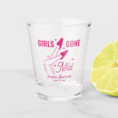 Girls Gone Mild Hot Pink Illustratie Bachelorette Shot Glas (Voorkant)