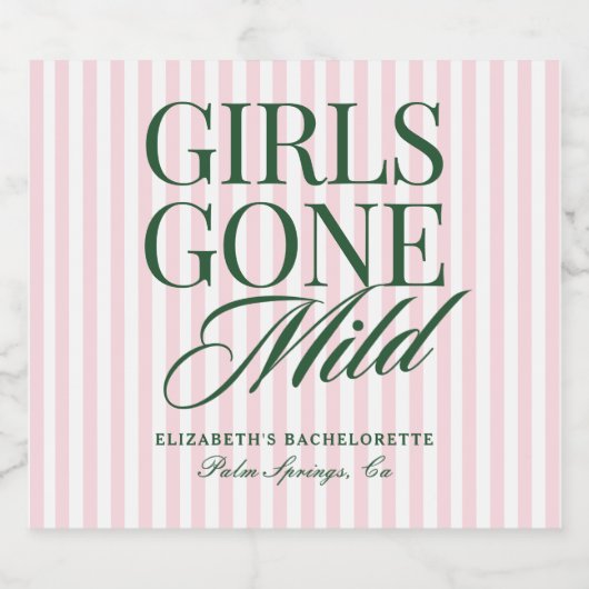 Girls Gone Mild Pajama Spa Bachelorette Weekend Sparkling Wijnetiket (Enkel label)