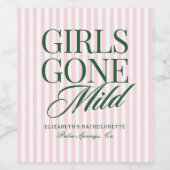 Girls Gone Mild Pajama Spa Bachelorette Weekend Wijn Etiket (Enkel label)