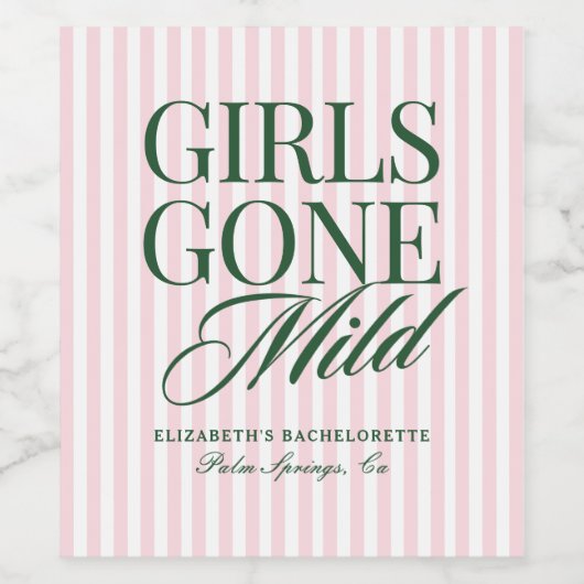 Girls Gone Mild Pajama Spa Bachelorette Weekend Wijn Etiket (Enkel label)