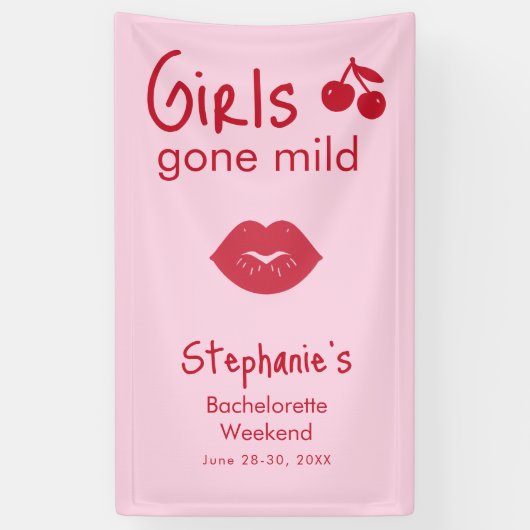 Girls Gone Mild Pink and Cherry Red Bachelorette   Spandoek (Verticaal)