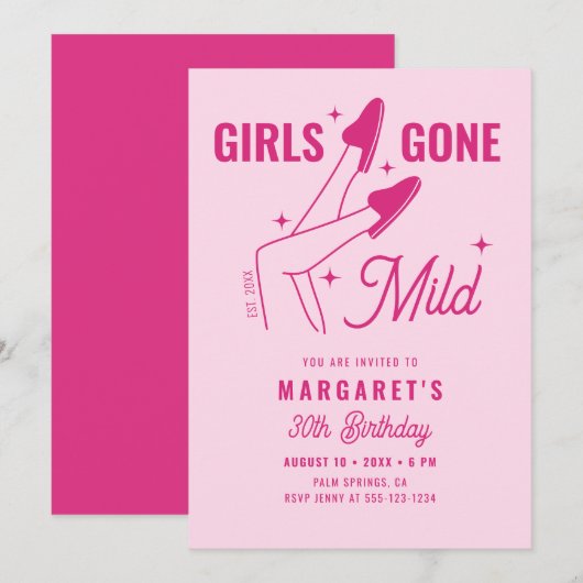 Girls Gone Mild Pink Hand getekend 30ste verjaarda Kaart (Voorkant / Achterkant)
