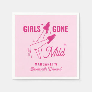 Girls Gone Mild Pink Trendy Spa Bachelorette Servet