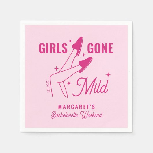 Girls Gone Mild Pink Trendy Spa Bachelorette Servet (Voorkant)