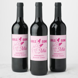 Girls Gone Mild Pink Trendy Spa Bachelorette Wijn Etiket