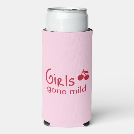Girls Gone Mild Roze en Kersen Rood vrijgezellenfe Seltzer Blikjeskoeler (Seltzer Voorkant)