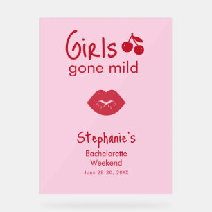 Girls Gone Mild Roze en Kersenrode Bachelorette Acryl Bord