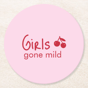 Girls Gone Mild Roze en Kersenrode Bachelorette  Ronde Kartonnen Onderzetter