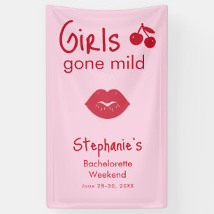 Girls Gone Mild Roze en Kersenrode Meidenfeest Spandoek