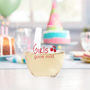 Girls Gone Mild Roze en Kersenrode Meidenfeest Wijnglas Zonder Voet