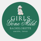 Girls Gone Mild Spa Bear Bachelorette Ronde Sticker (Voorkant)