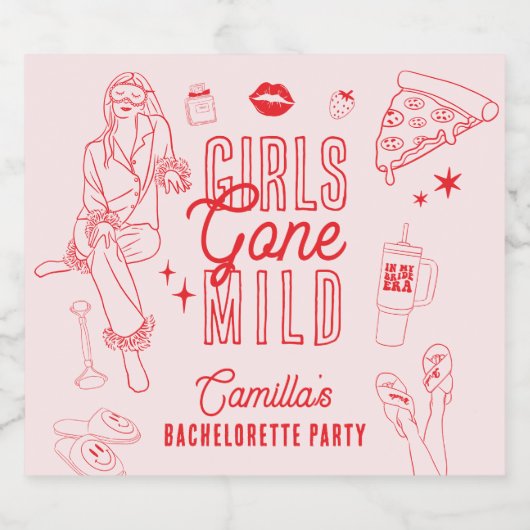 Girls Gone Mild Spa Pajama Bachelorette Party Sparkling Wijnetiket (Enkel label)