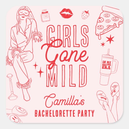 Girls Gone Mild Spa Pajama Bachelorette Party Vierkante Sticker (Voorkant)